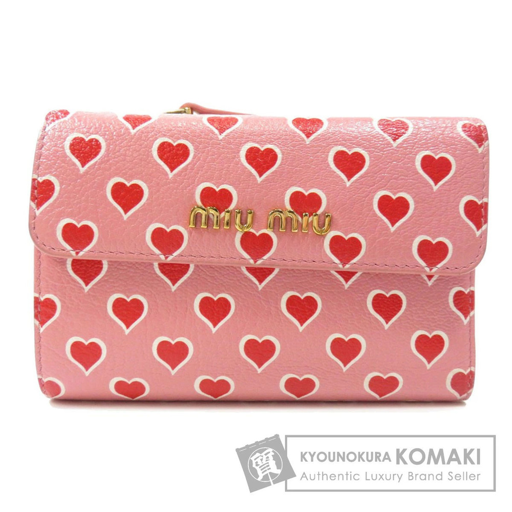 Miu MIu heart motif bi fold Wallet leather
